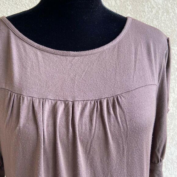 Bump Couture Maternity Top Dress Size Medium Brown Short Sleeve Tunic Womens - Picture 2 of 7